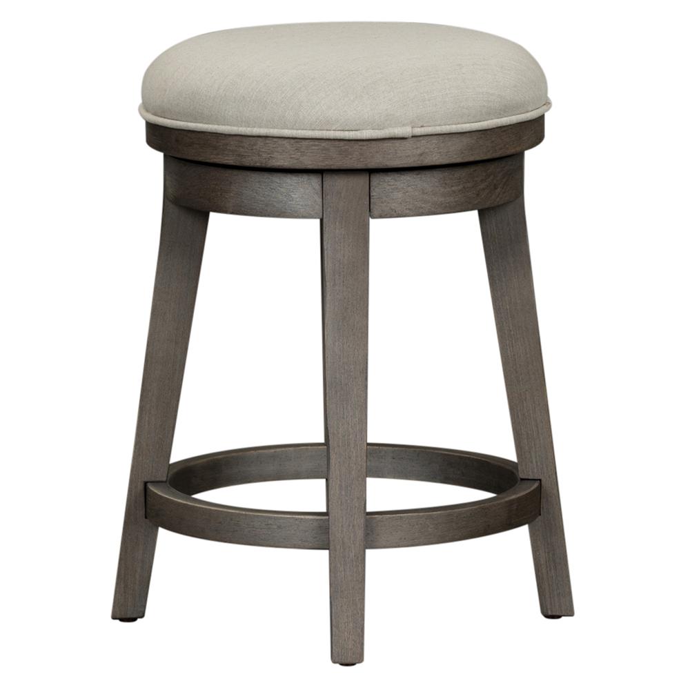 Modern Farmhouse Console Swivel Stool in Dusty Charcoal w/ Heavy Distressing