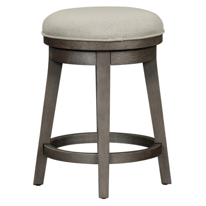 Modern Farmhouse Console Swivel Stool in Dusty Charcoal w/ Heavy Distressing