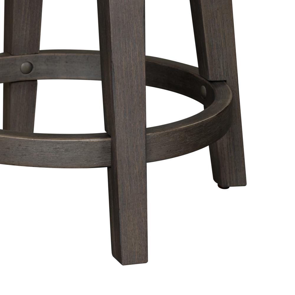 Modern Farmhouse Console Swivel Stool in Dusty Charcoal w/ Heavy Distressing