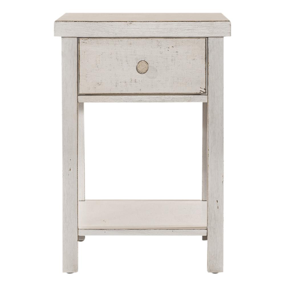 Drawer Chair Side Table Flea Market White w/ Heavy Distressing