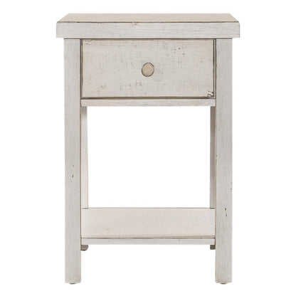 Drawer Chair Side Table Flea Market White w/ Heavy Distressing