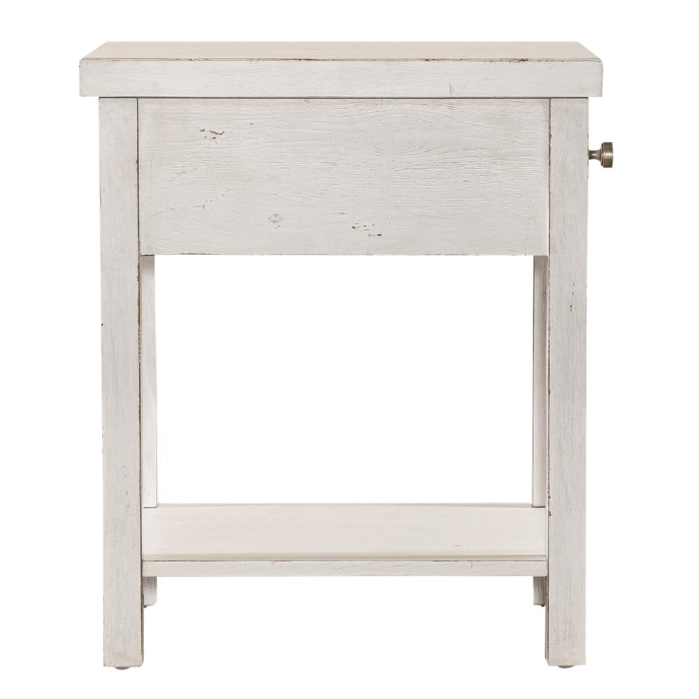 Drawer Chair Side Table Flea Market White w/ Heavy Distressing