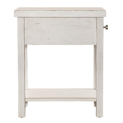 Drawer Chair Side Table Flea Market White w/ Heavy Distressing