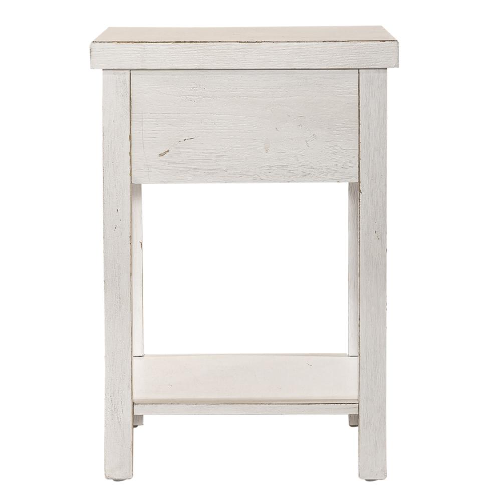 Drawer Chair Side Table Flea Market White w/ Heavy Distressing