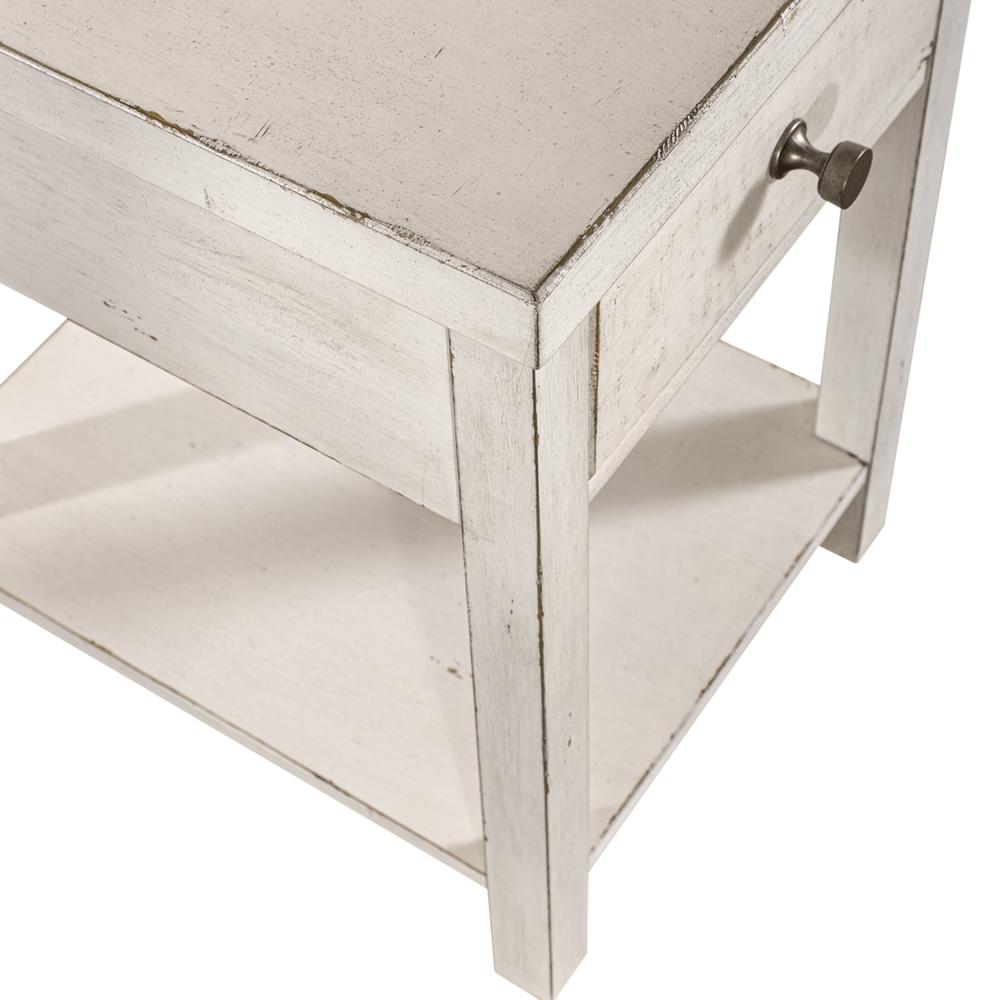 Drawer Chair Side Table Flea Market White w/ Heavy Distressing
