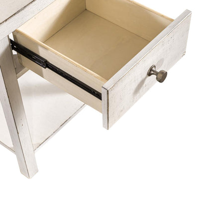 Drawer Chair Side Table Flea Market White w/ Heavy Distressing