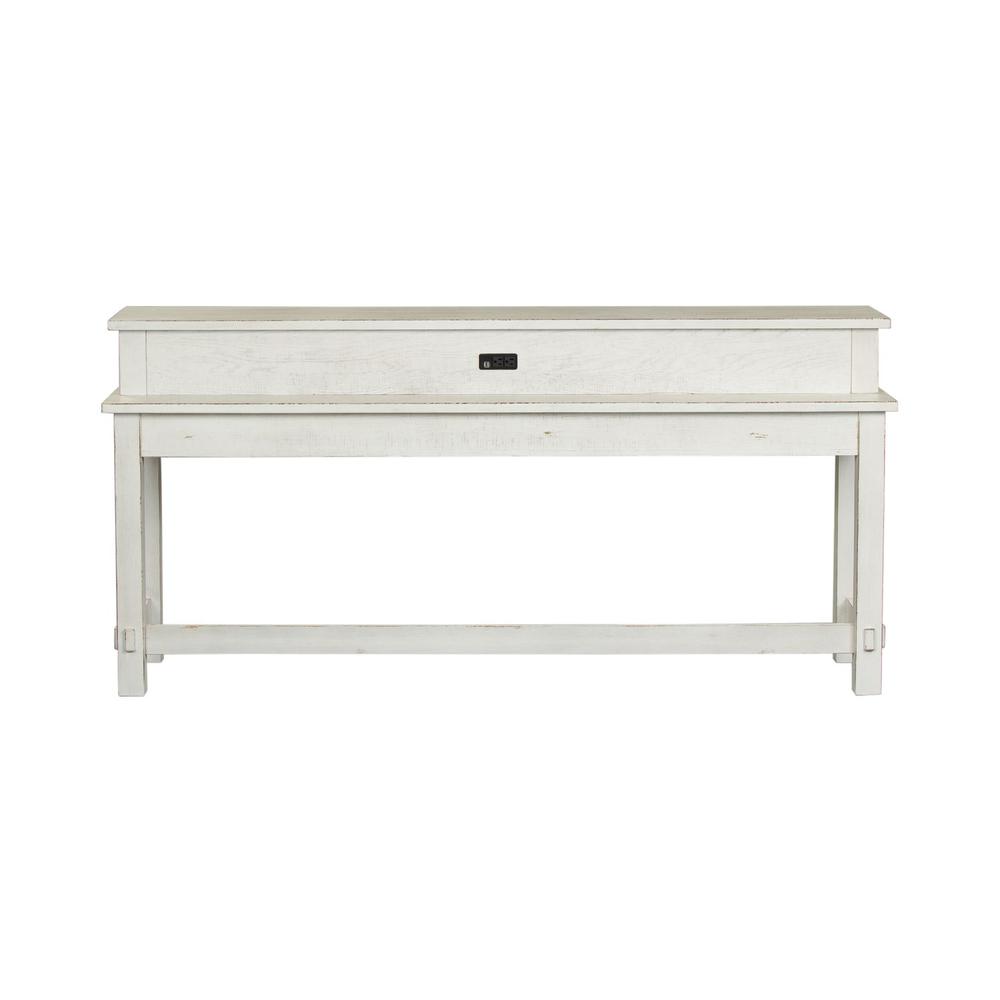 Modern Farmhouse Console Bar Table in Flea Market White w/ Heavy Distressing