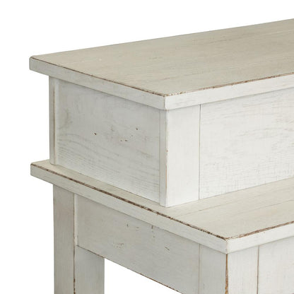 Modern Farmhouse Console Bar Table in Flea Market White w/ Heavy Distressing