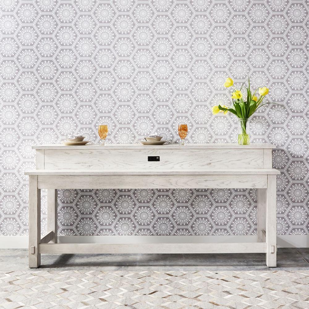 Modern Farmhouse Console Bar Table in Flea Market White w/ Heavy Distressing