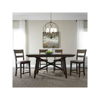 Double Bridge 5 Piece Gathering Table Set in Dark Chestnut