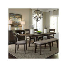 Double Bridge 6 Piece Trestle Table Set in Dark Chestnut