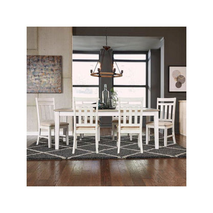 7 Piece Rectangular Table Set Soft White Wash w/ Wirebrushed Gray Top