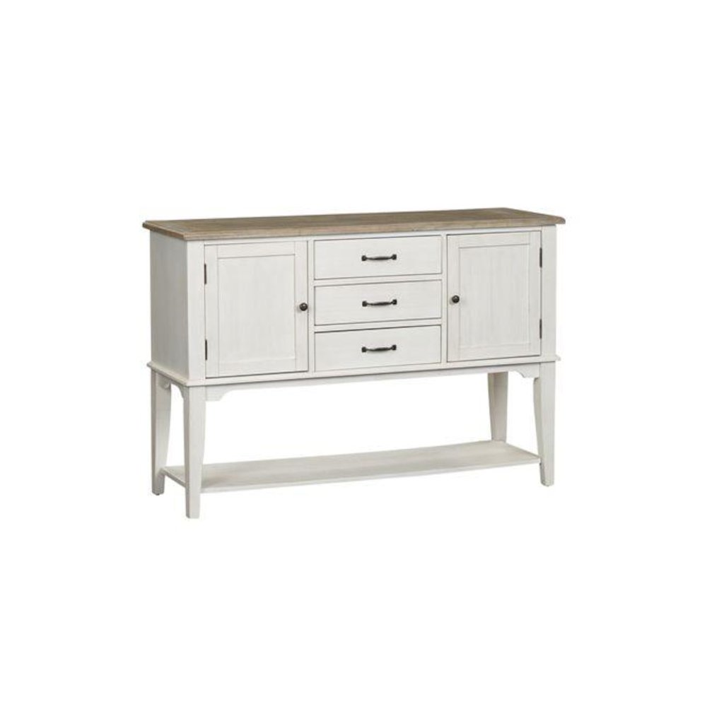 Summerville Server in Soft White Wash w/ Wirebrushed Gray Top