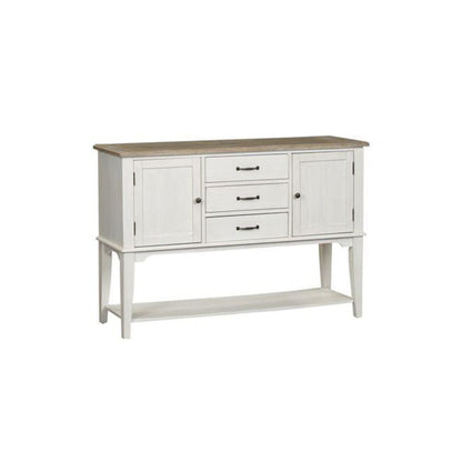 Summerville Server in Soft White Wash w/ Wirebrushed Gray Top