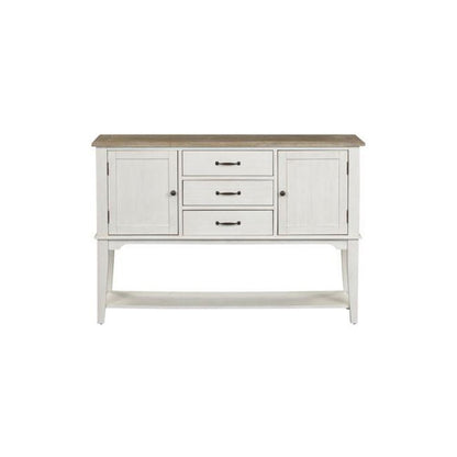 Summerville Server in Soft White Wash w/ Wirebrushed Gray Top