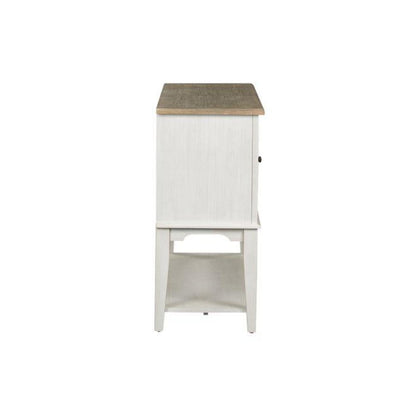 Summerville Server in Soft White Wash w/ Wirebrushed Gray Top