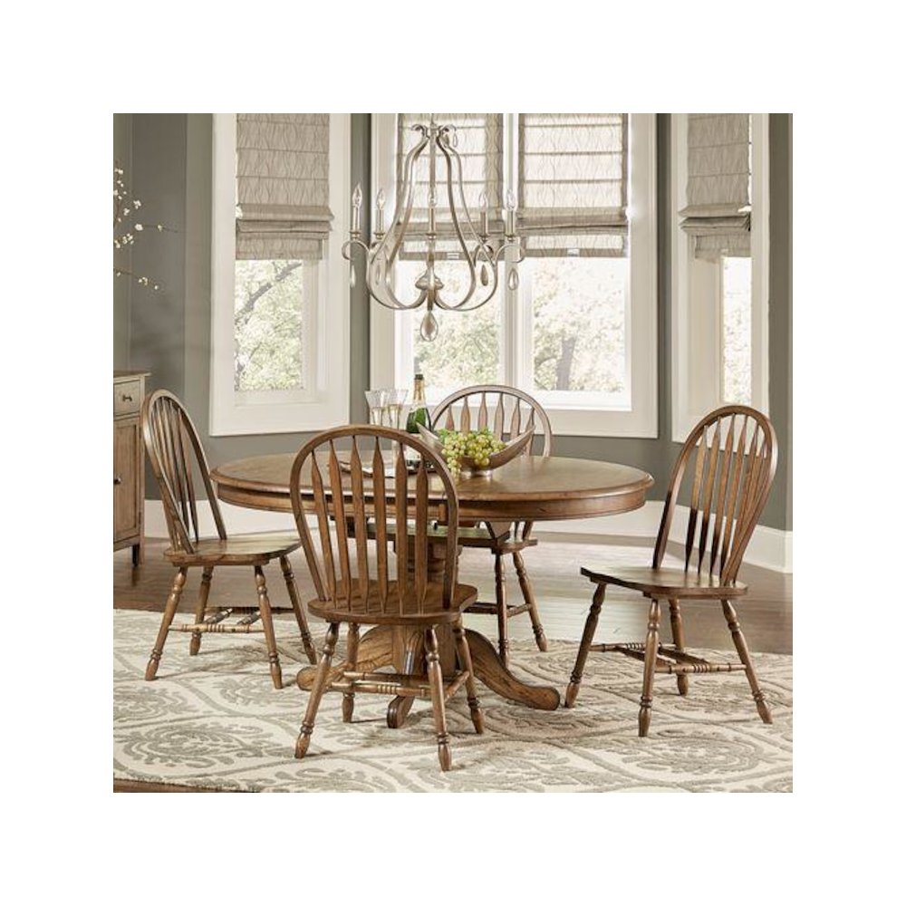 Carolina Crossing 5 Piece Pedestal Table Set in Antique Honey