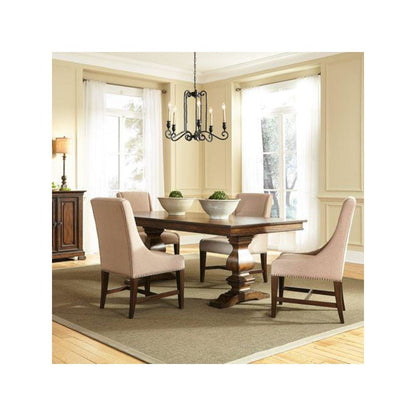 Armand 5 Piece Trestle Table Set in Antique Brownstone
