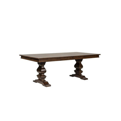 Armand 5 Piece Trestle Table Set in Antique Brownstone
