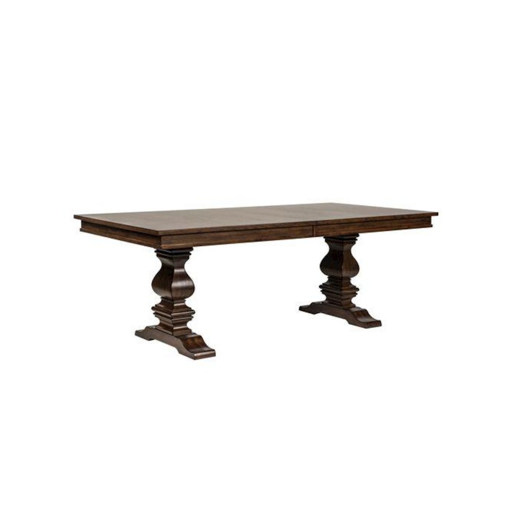 Armand 7 Piece Trestle Table Set in Antique Brownstone