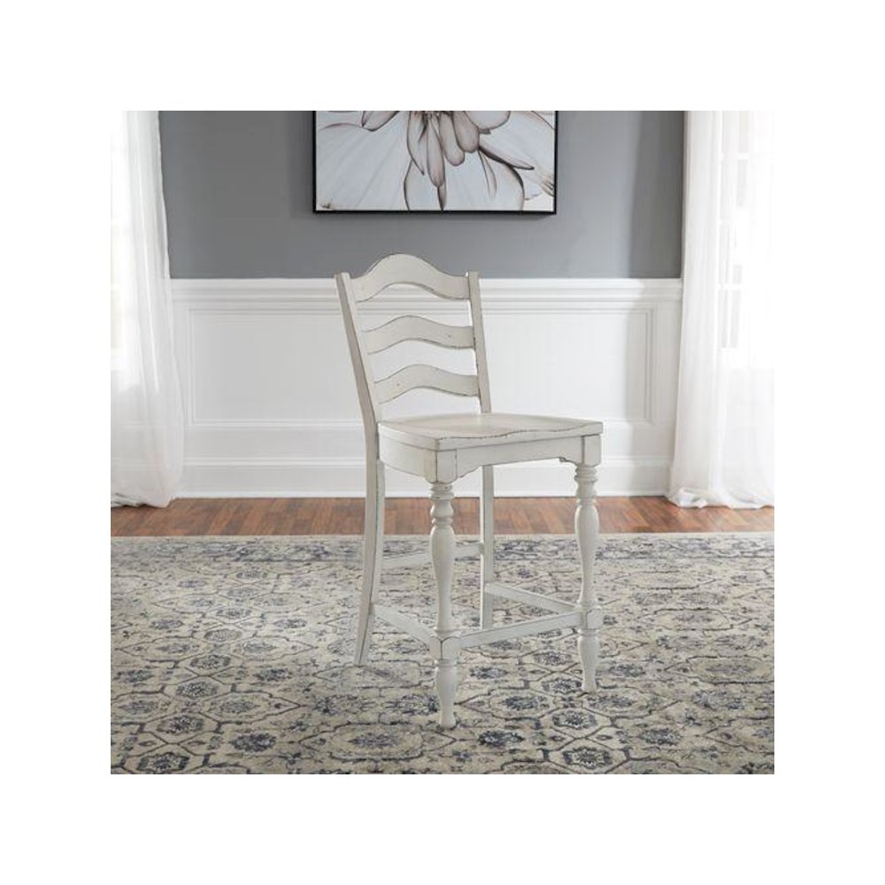 5 Piece Counter Height Table Dining Room Set with 4 Ladder Back Counter Chairs