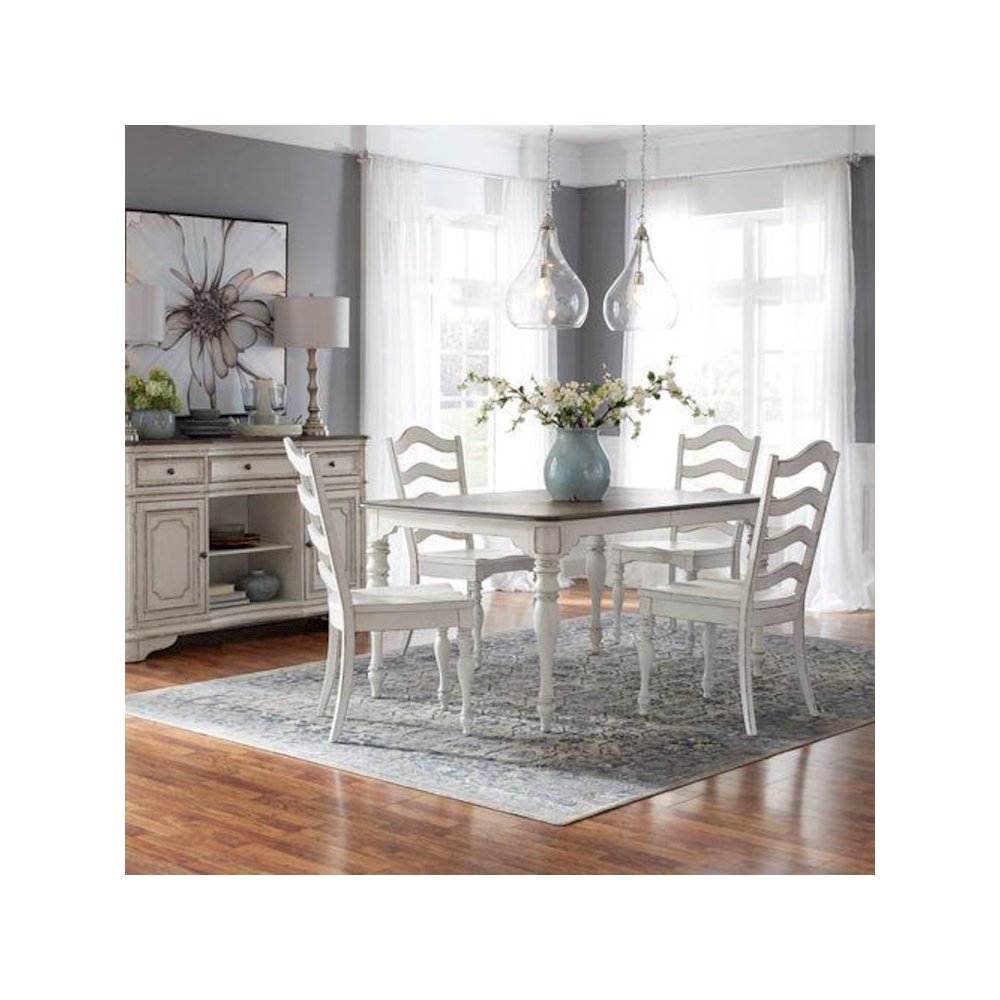 5 Piece Leg Table Dining Room Set with 4 Ladder Back Chairs