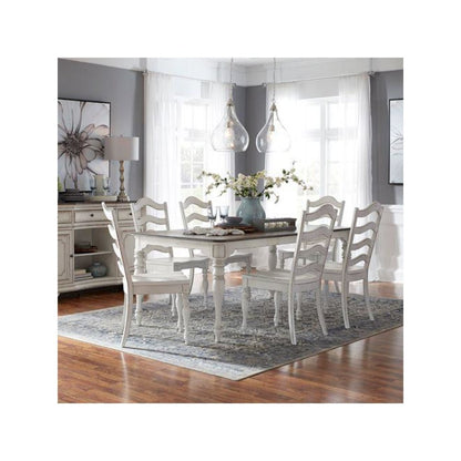 7 Piece Leg Table Dining Room Set with 6 Ladder Back Chairs