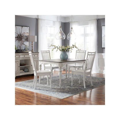5 Piece Leg Table Dining Set with 4 Back Chairs - Antique White & Weathered Bark