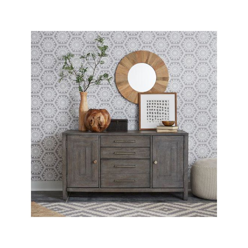 Modern Farmhouse Credenza in Dusty Charcoal w/ Heavy Distressing