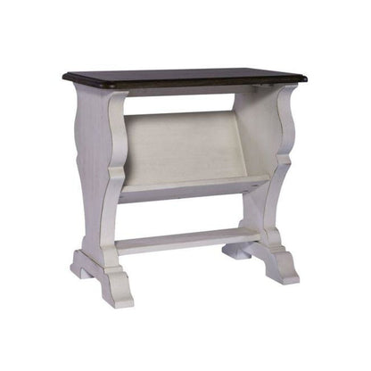 Library Chair Side Table in Porcelain White Finish w/ Churchill Brown Tops