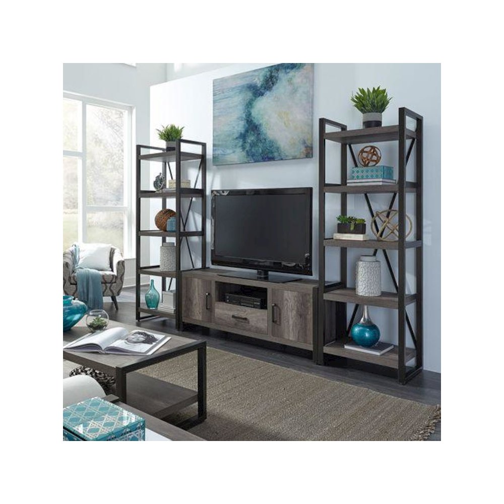 Tanners Creek Optional Entertainment Center with Piers in Graystone