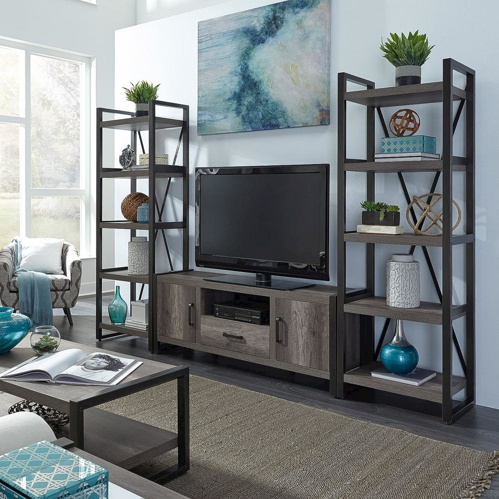 Tanners Creek Optional Entertainment Center with Piers in Graystone