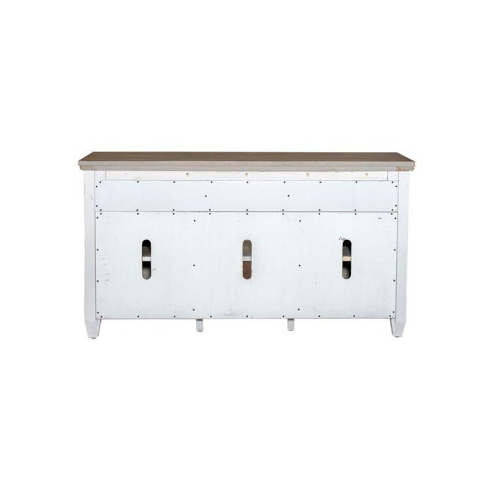 Heartland 56 Inch Tile TV Console in Antique White w/ Tobacco Top