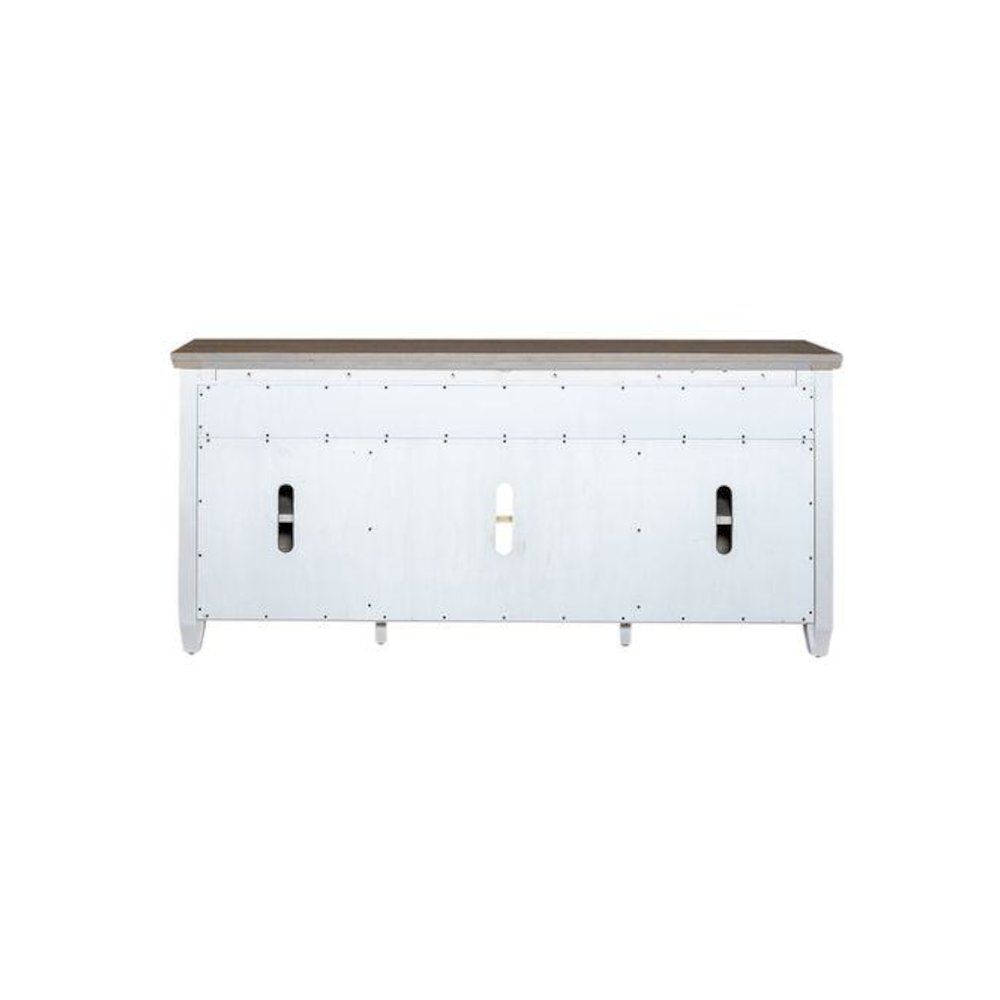 Heartland 66 Inch Tile TV Console in Antique White w/ Tobacco Top
