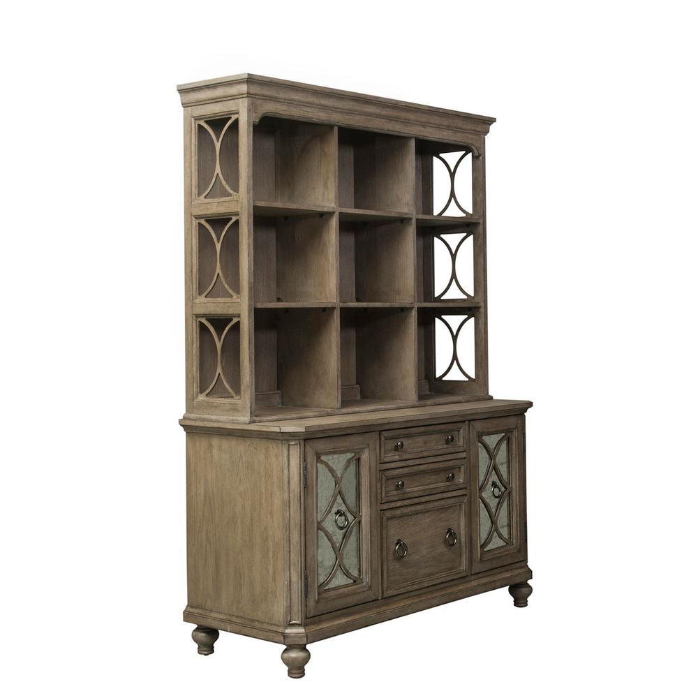 Simply Elegant 3 Piece Desk & Hutch Set in Heathered Taupe