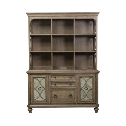 Simply Elegant 3 Piece Desk & Hutch Set in Heathered Taupe