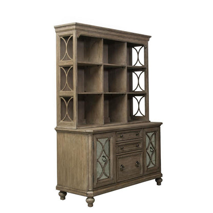 Simply Elegant Credenza & Hutch Set in Heathered Taupe