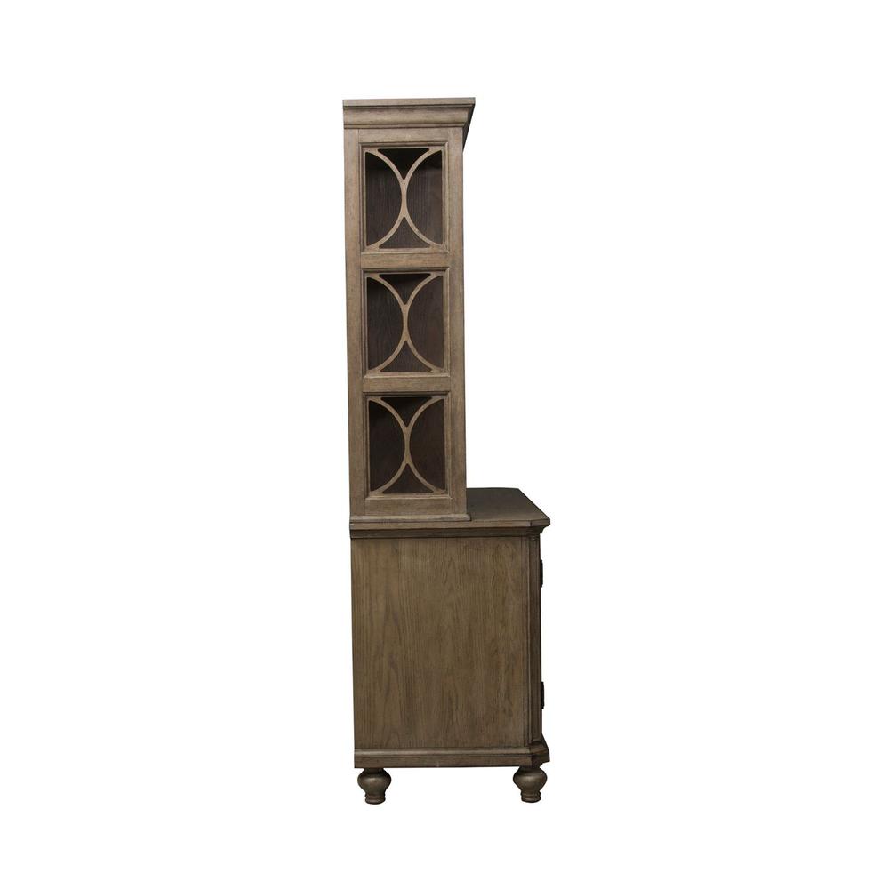 Simply Elegant Credenza & Hutch Set in Heathered Taupe