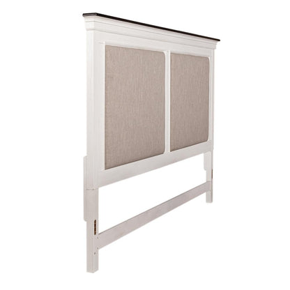 Allyson Park Queen Panel Headboard in Wirebrushed White w/ Charcoal Top