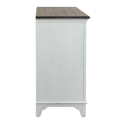 Allyson Park 6 Drawer Dresser in Wirebrushed White w/ Charcoal Top