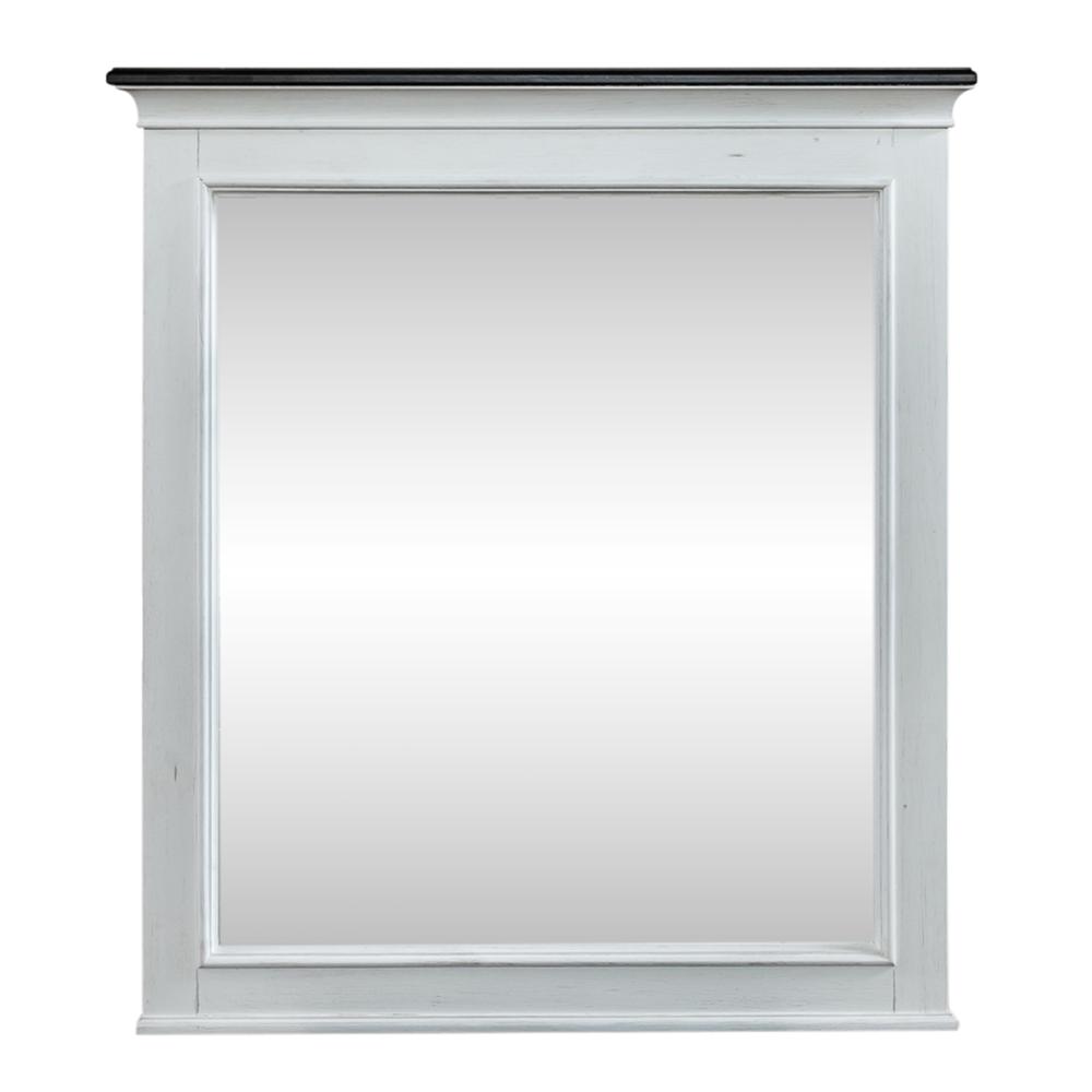 Allyson Park Crown Mirror in Wirebrushed White w/ Charcoal Top