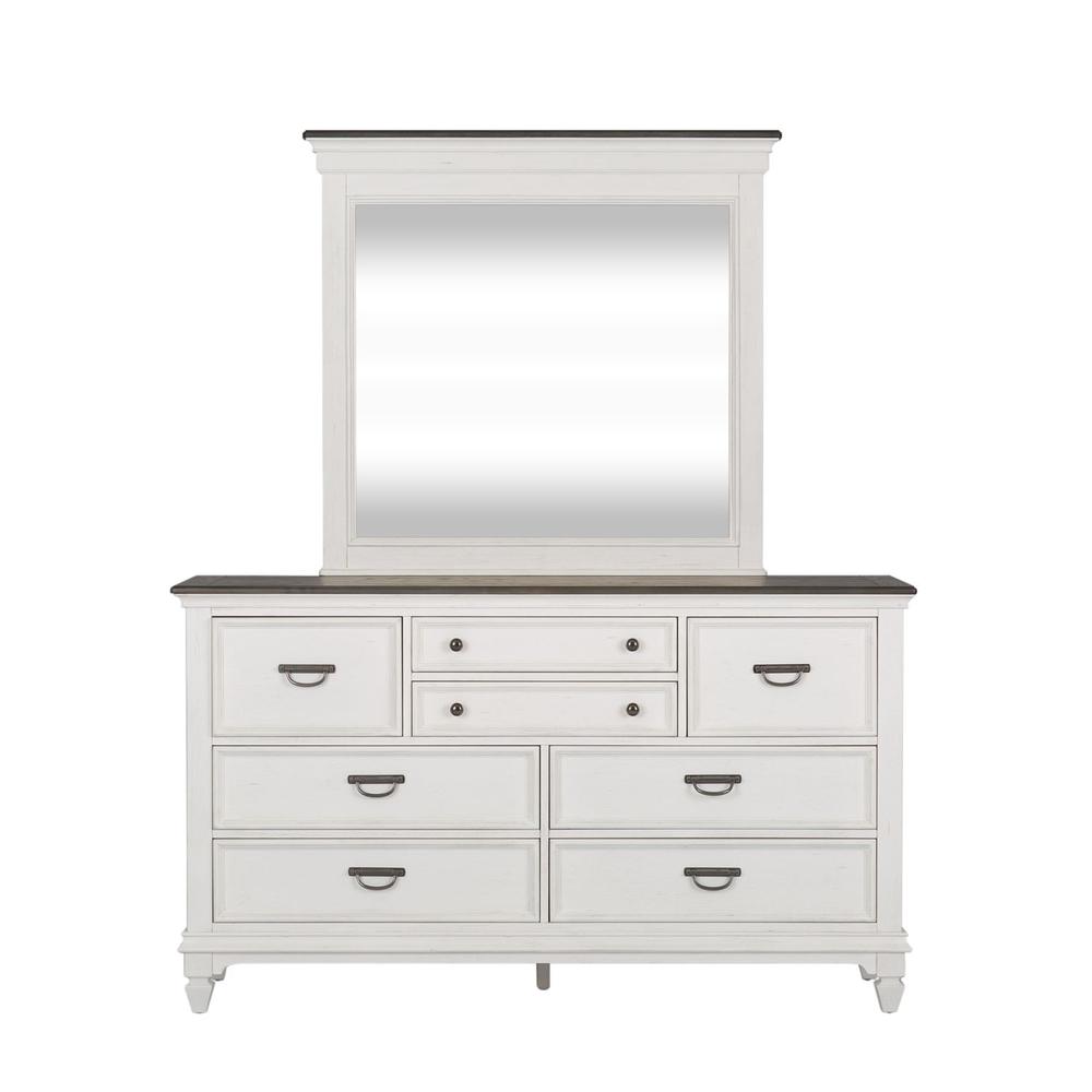 Allyson Park Dresser & Mirror in Wirebrushed White w/ Charcoal Top