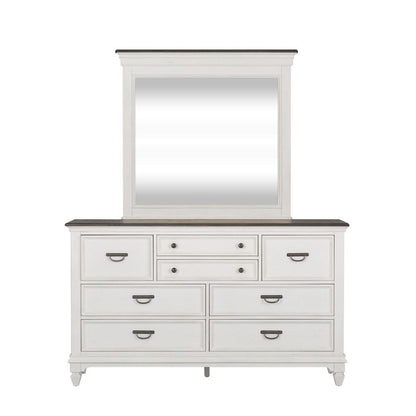 Allyson Park Dresser & Mirror in Wirebrushed White w/ Charcoal Top