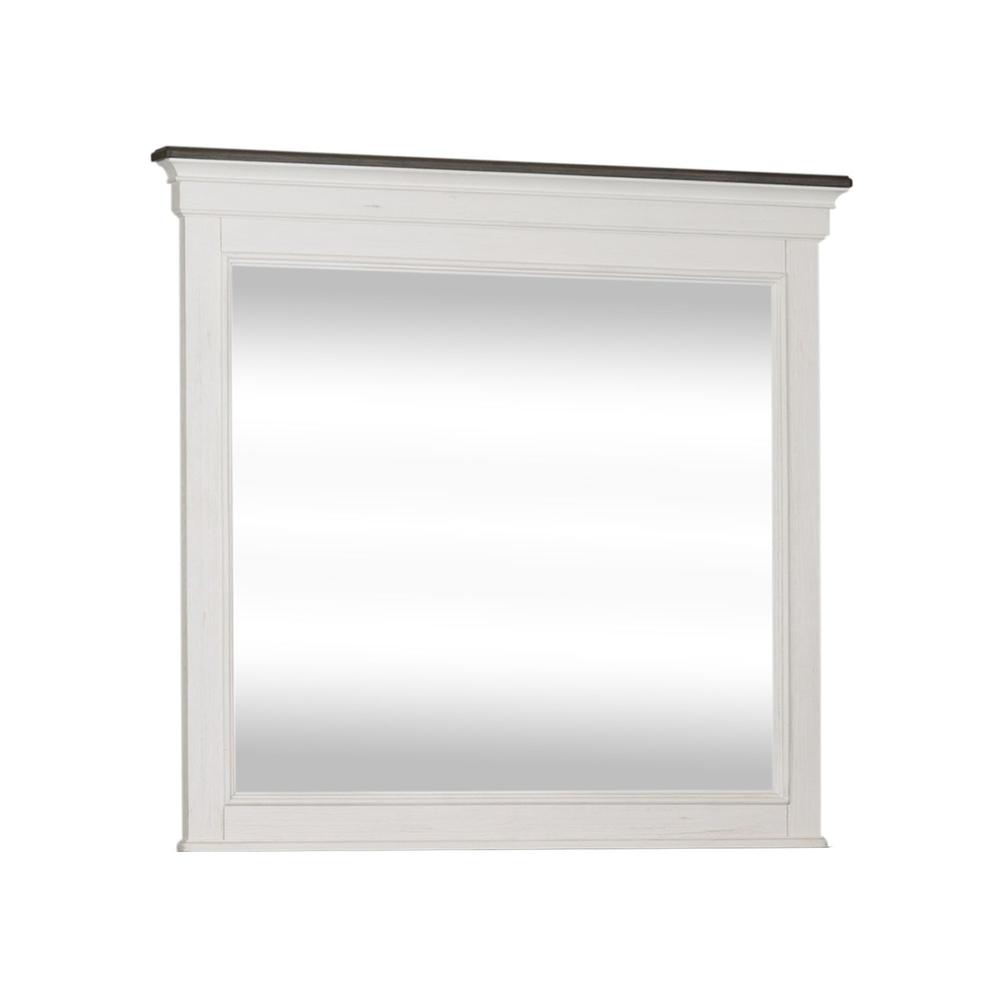 Allyson Park Dresser & Mirror in Wirebrushed White w/ Charcoal Top