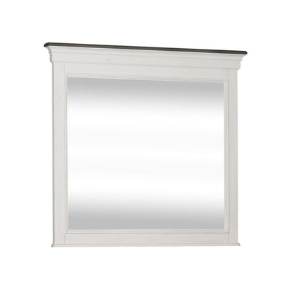Allyson Park Dresser & Mirror in Wirebrushed White w/ Charcoal Top