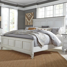 Allyson Park King Panel Bed in Wirebrushed White w/ Charcoal Top