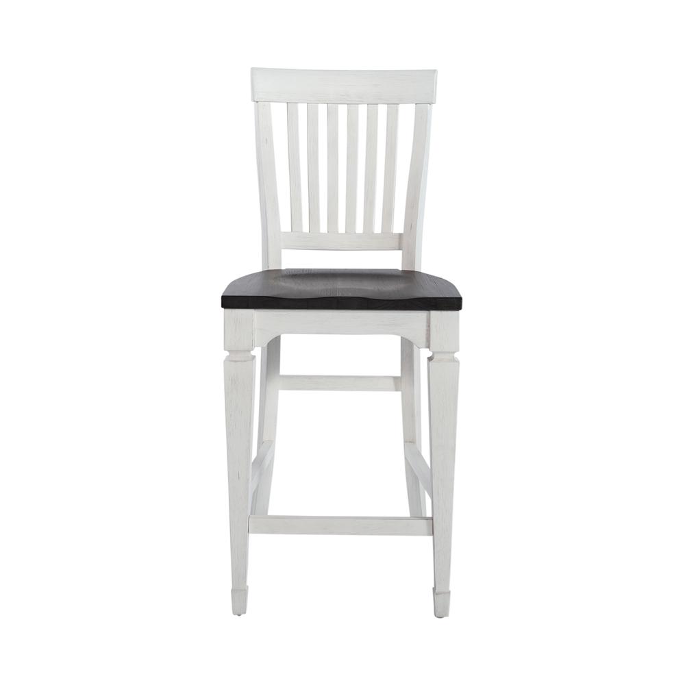 Allyson Park Counter Height Slat Back Chair in Wirebrushed White w/ Charcoal Top