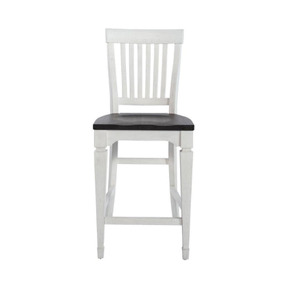 Allyson Park Counter Height Slat Back Chair in Wirebrushed White w/ Charcoal Top