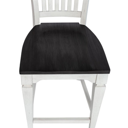 Allyson Park Counter Height Slat Back Chair in Wirebrushed White w/ Charcoal Top