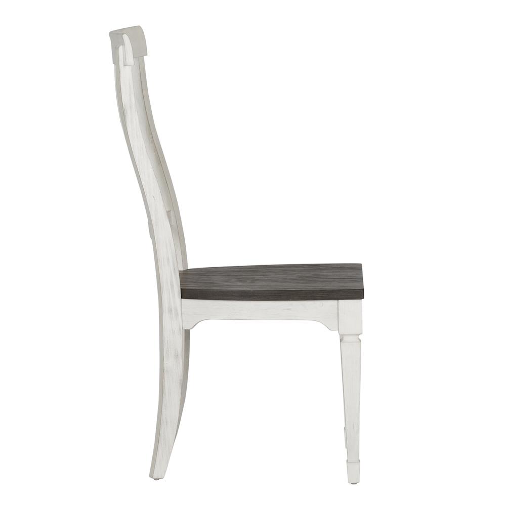 Allyson Park Slat Back Side Chair (RTA) in Wirebrushed White w/ Charcoal Top
